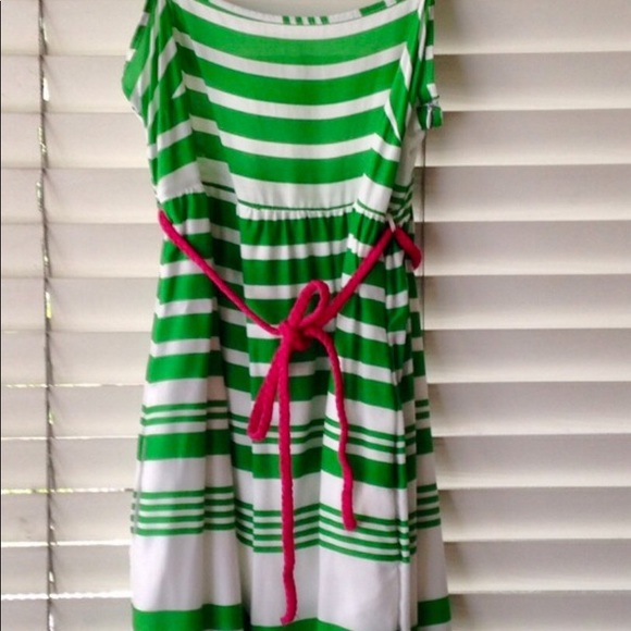 ZARA Green- & White-Striped Dress w/ Rope Belt - Picture 1 of 4